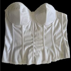 Dominique Satin White Strapless Bustier, corset tops for women